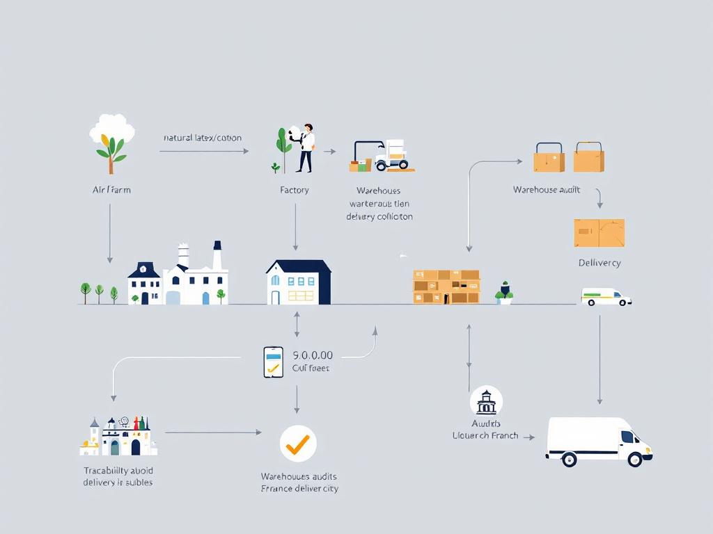 Infographie chaîne d'approvisionnement du matelas du champ à la livraison