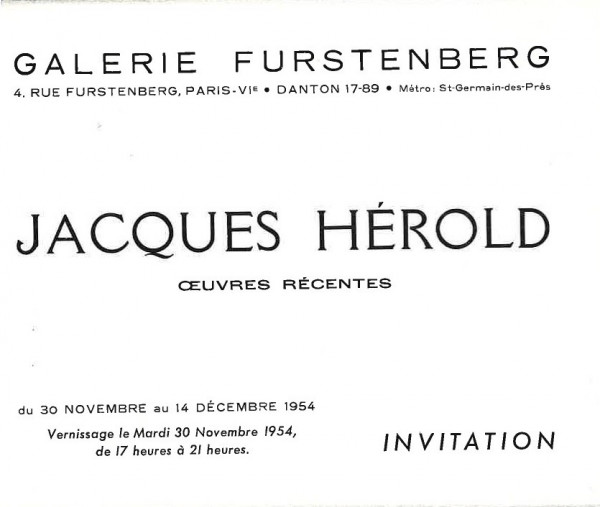 JACQUES HEROLD. OEUVRES RECENTES