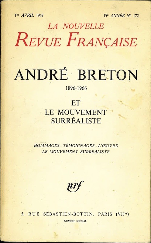 (André BRETON) LA NOUVELLE REVUE FRANCAISE