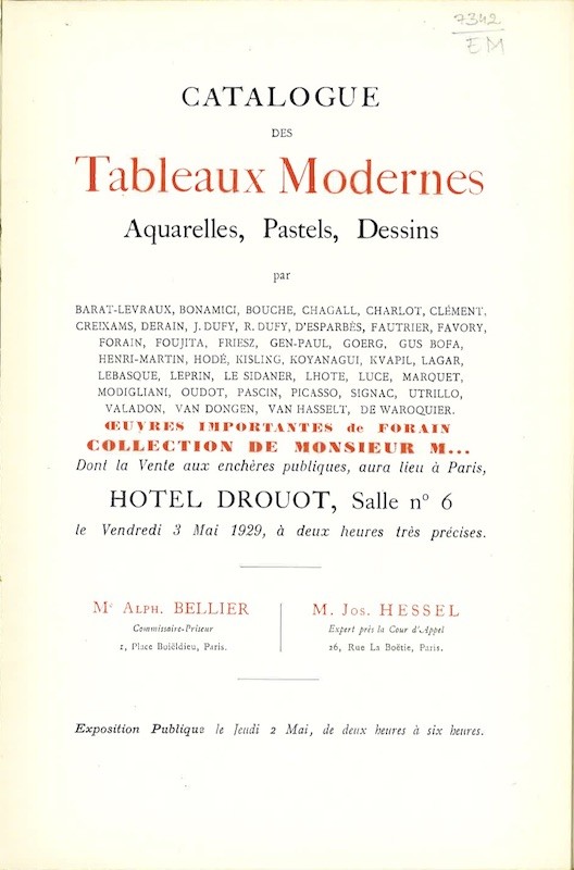 (VENTE) TABLEAUX MODERNES. COLLECTION DE MONSIEUR M...