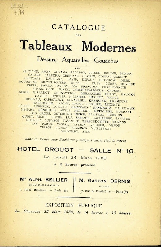 (VENTE) TABLEAUX MODERNES,