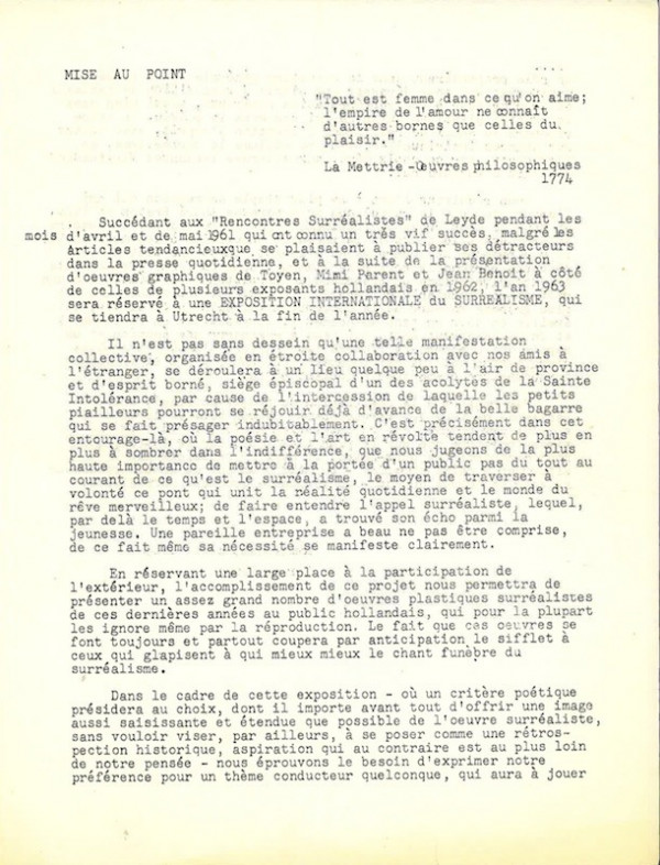 Henri de VRIES, MISE AU POINT,