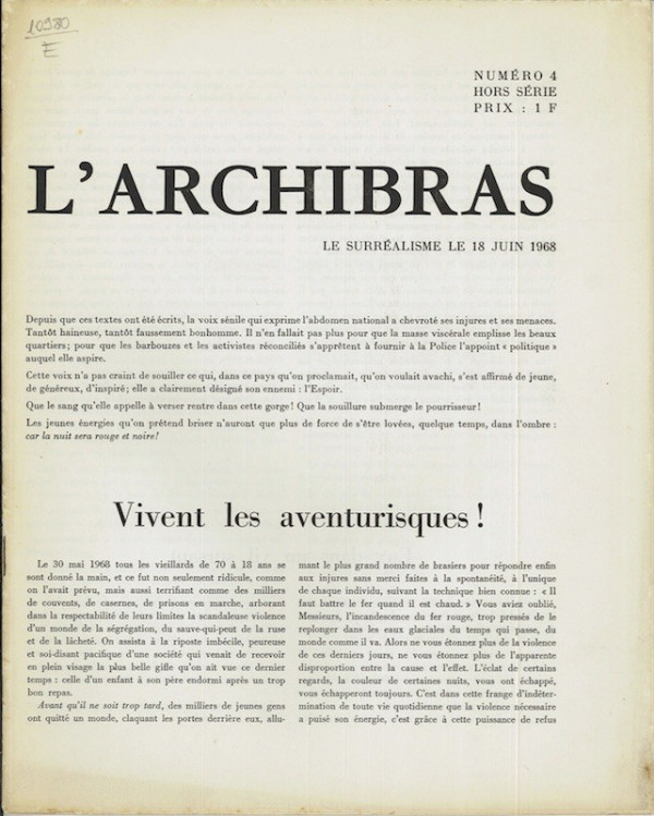 (REVUE) L'ARCHIBRAS, LE SURREALISME LE 18 JUIN 1968