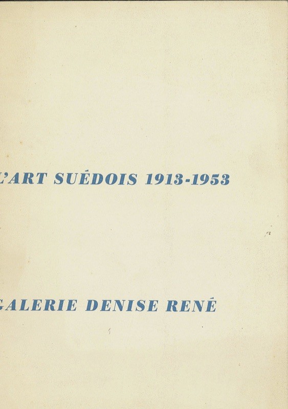 (EXPOSITION) L'ART SUEDOIS 1913-1953,