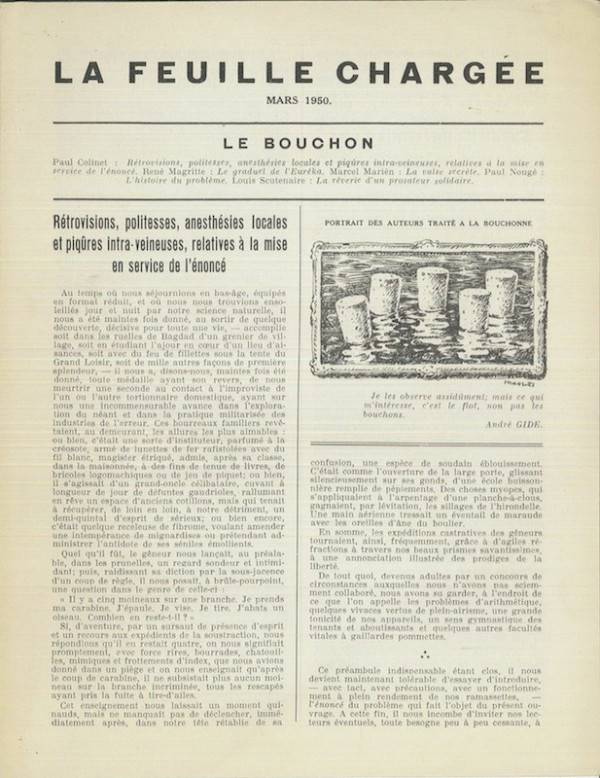 (René MAGRITTE) LA FEUILLE CHARGEE. LE BOUCHON