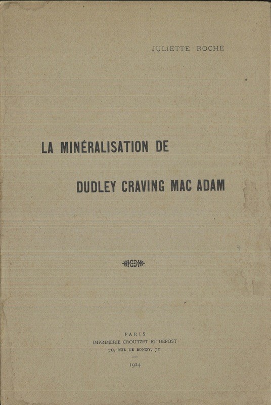 Juliette ROCHE, LA MINERALISATION DE DUDLEY CRAVING MAC ADAM,
