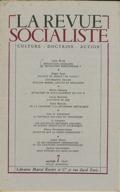 (REVUE) LA REVUE SOCIALISTE,