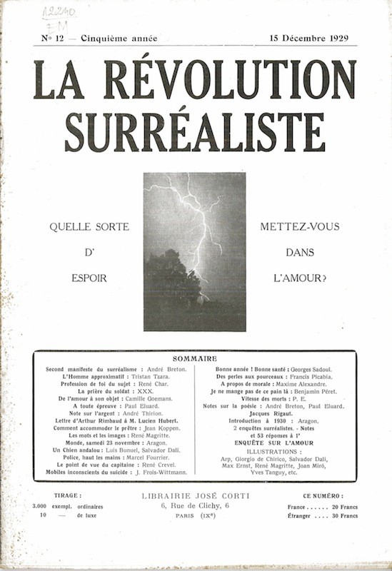 (REVUE) LA REVOLUTION SURREALISTE,