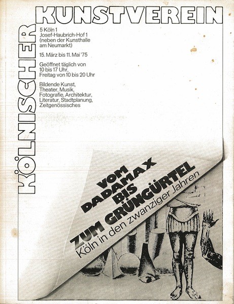 VON DADAMAX ZUM GRUNGURTEL. KOLN EN DEN 20ER JAHREN