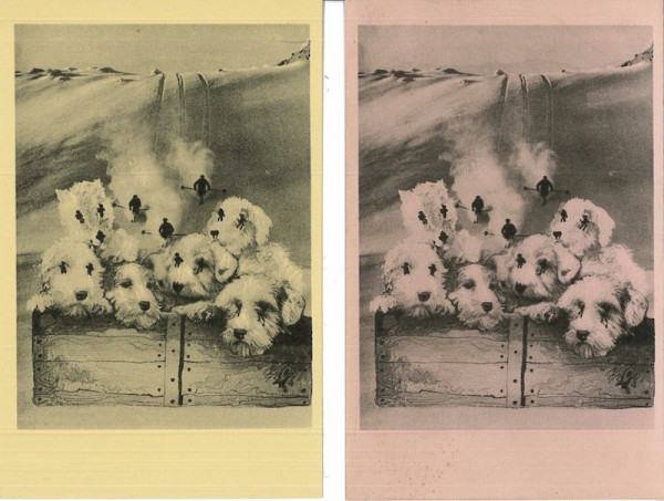 Salvador DALI, LA MELANCOLIE GATEUSE DES CHIENS COMME UNE VERTIGINEUSE DESCENTE EN SKI,