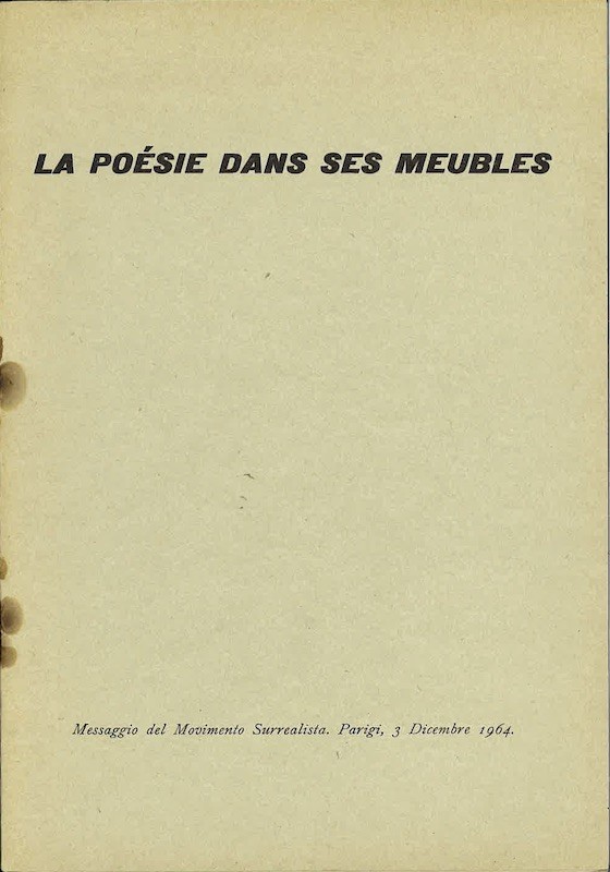 (SURREALISME) LA POESIE DANS SES MEUBLES,