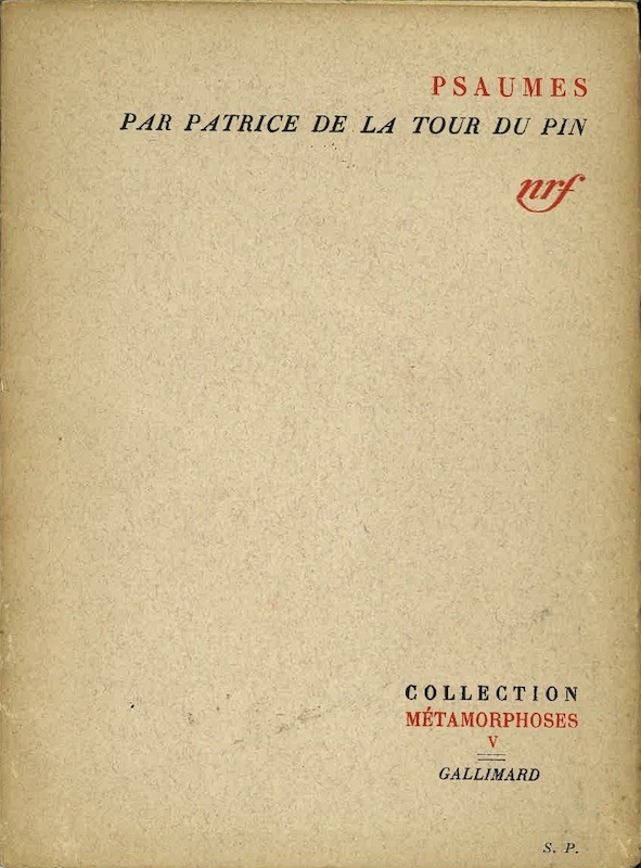Patrice de LA TOUR DU PIN, PSAUMES,