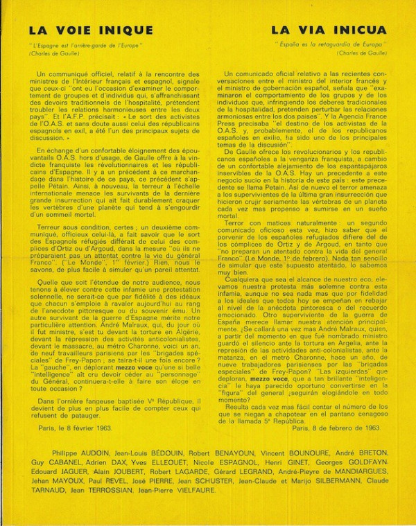 (TRACT) LA VOIE INIQUE,