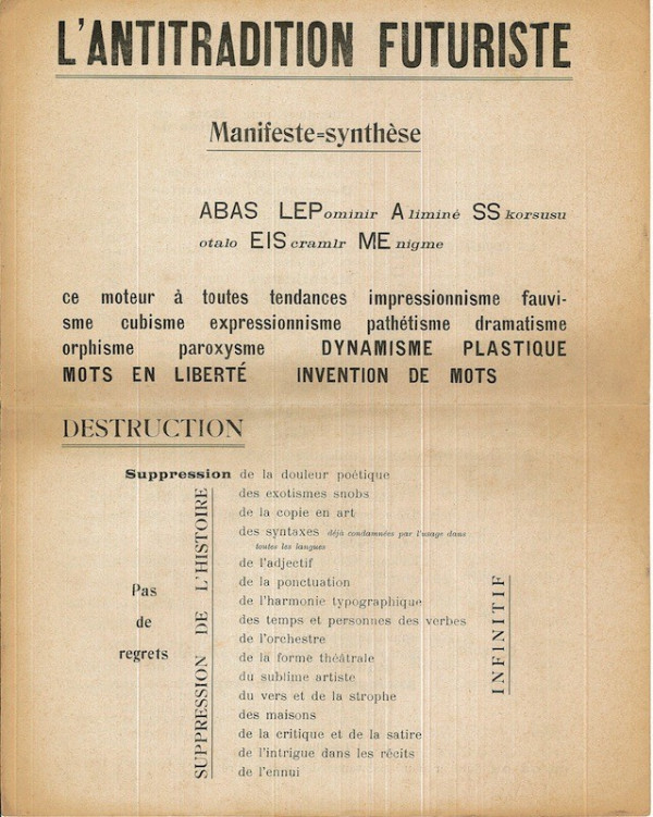 (FUTURISME) Guillaume APOLLINAIRE, L'ANTITRADITION FUTURISTE,