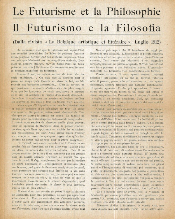 (FUTURISME) LE FUTURISME ET LA PHILOSOPHIE / IL FUTURISMO E LA FILOSOFIA