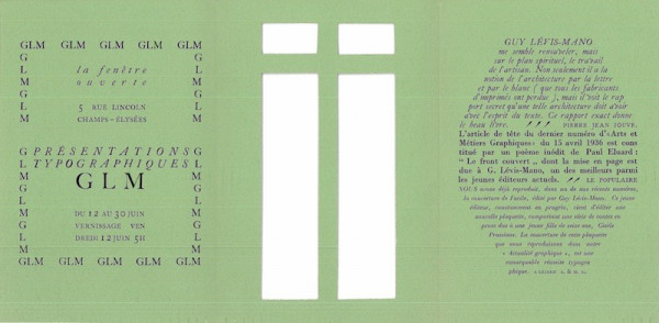 (GLM, Guy LEVIS MANO) PRESENTATIONS TYPOGRAPHIQUES,