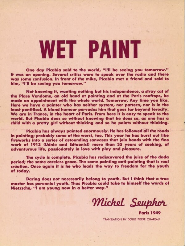 Seuphor Wet Paint Picabia