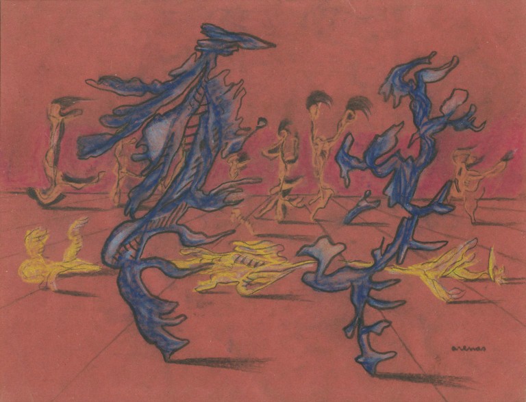 Braulio Arenas - Por una nuovo edad de oro - 1942 - Pastel sur papier 19,1 x 27,5 cm