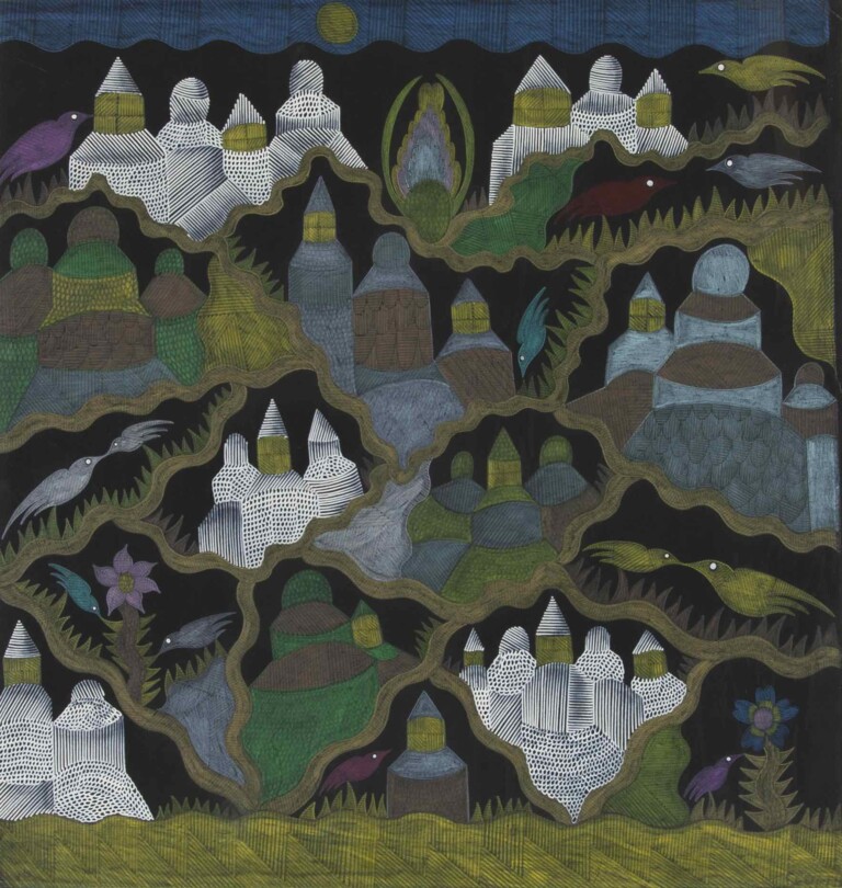 Scottie Wilson Village tranquille dans la montagne