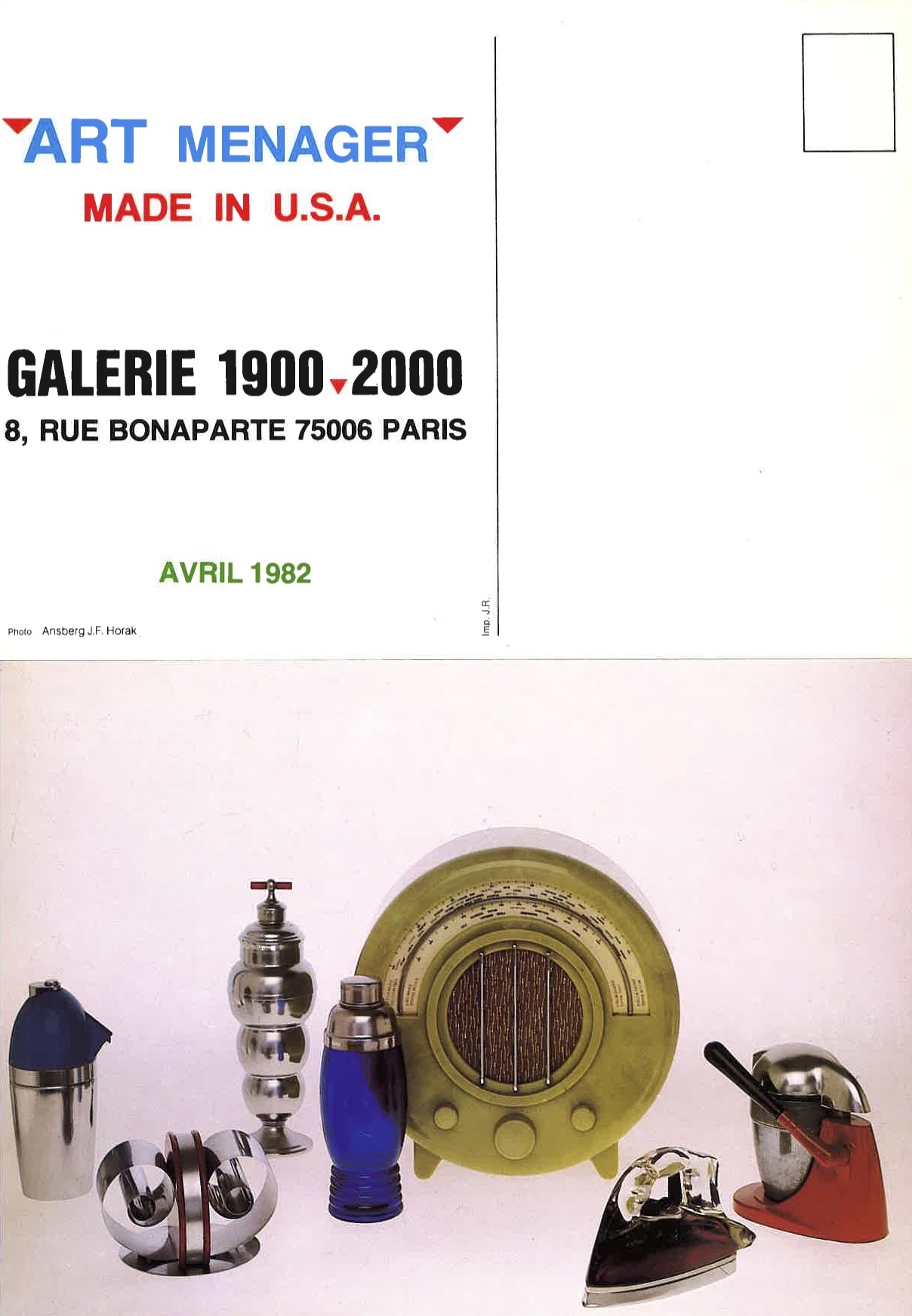 ART MENAGER. MADE IN USA Galerie 1900 2000