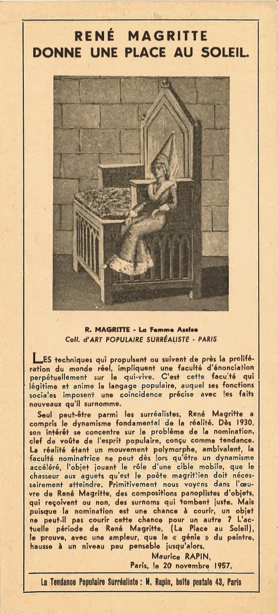 maurice rapin rene magritte donne place au soleil