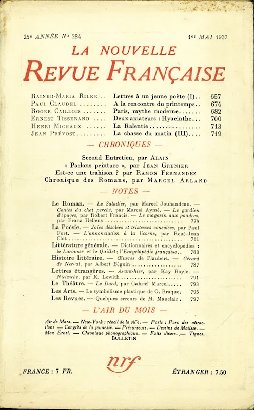 nouvelle revue francaise 284