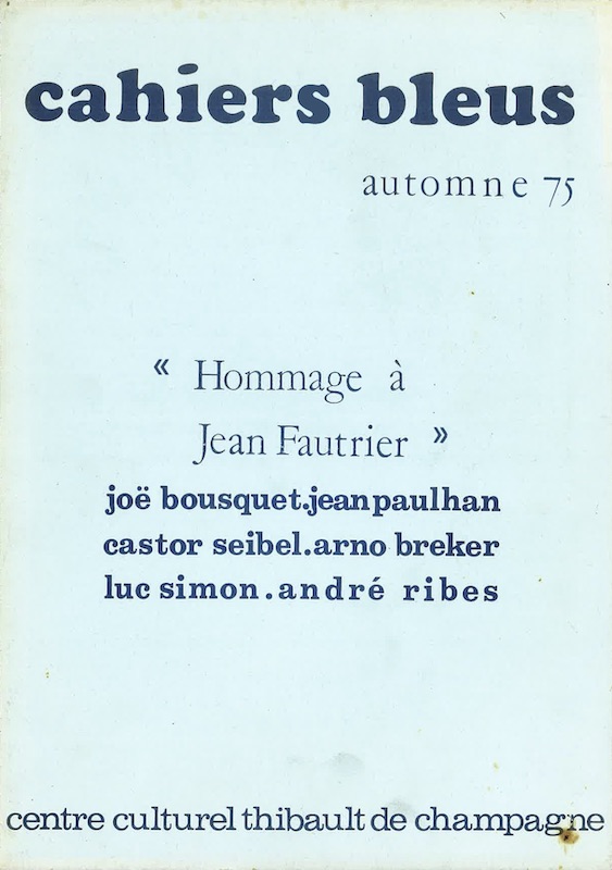 cahiers bleus jean fautrier