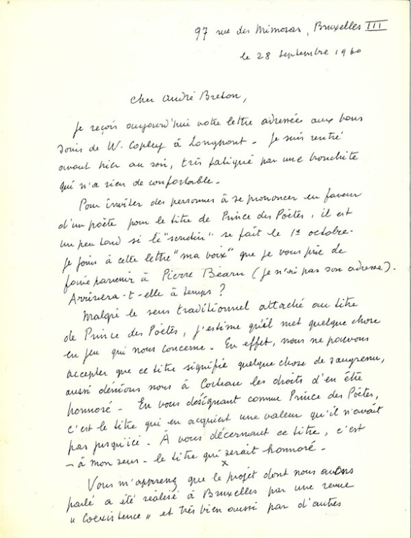 lettre magritte breton septembre 1960