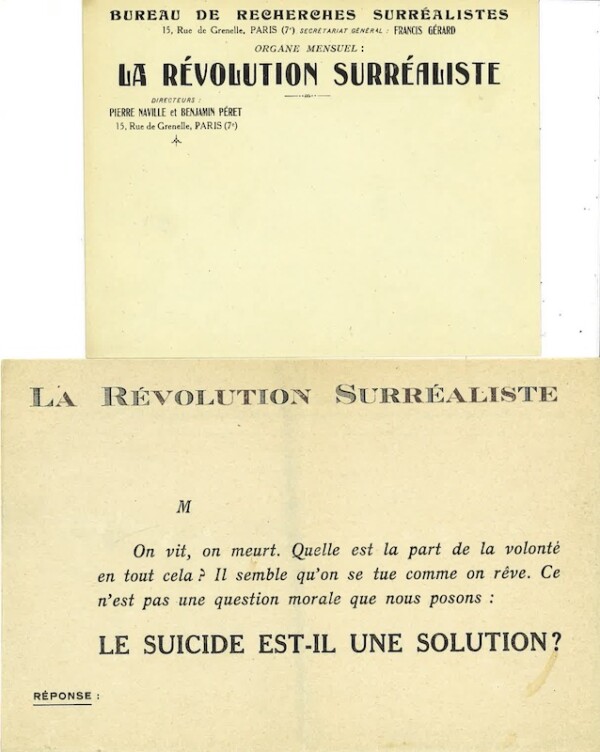 suicide solution revolution surréaliste