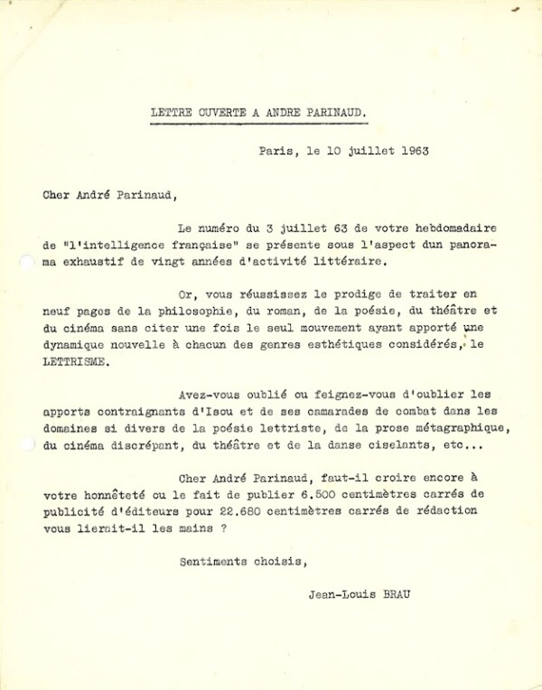jean louis brau lettre andre parinaud