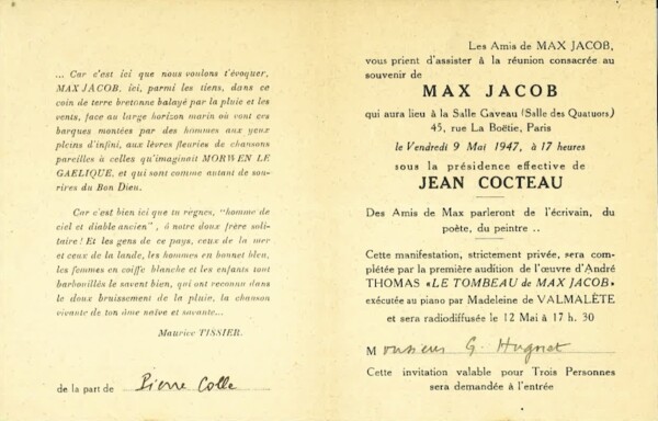 max jacob salle gaveau 1947