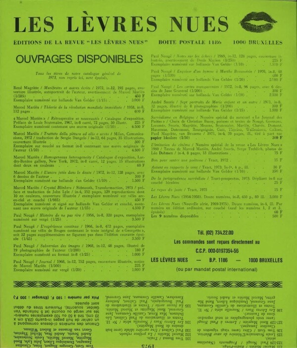 levres nues catalogue editeur