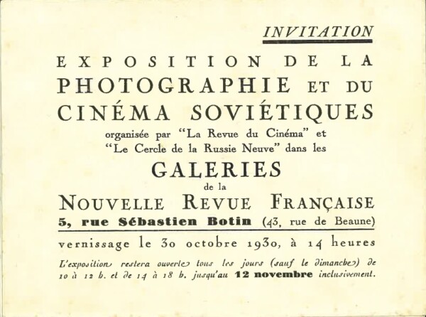 Exposition de la photographie NRF 1930