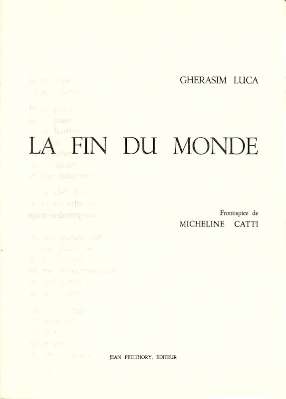 gherasim luca fin monde
