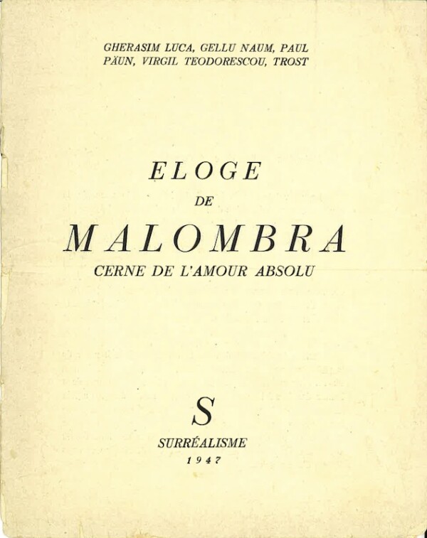 gherasim luca eloge malombra