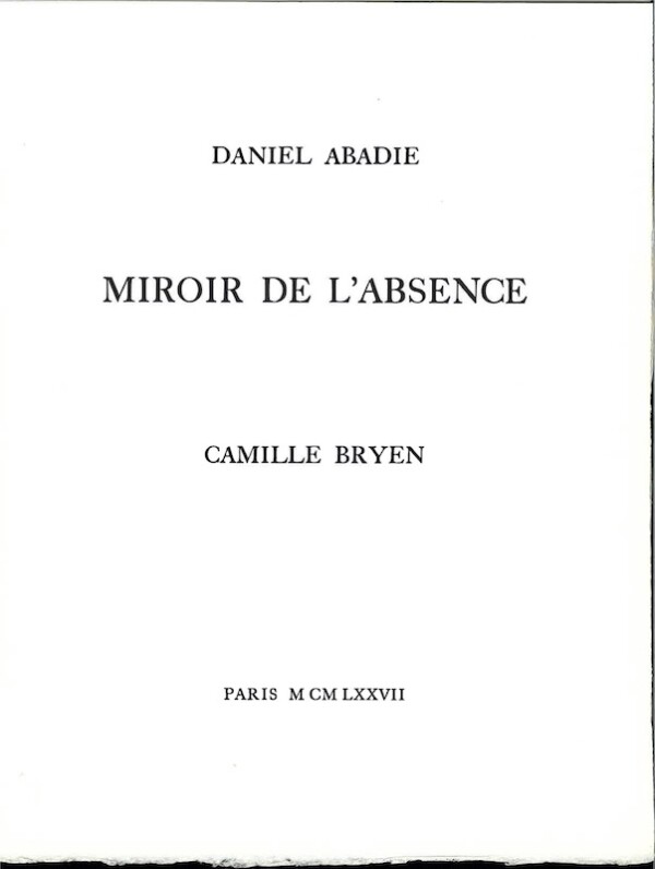 daniel abadie miroir absence camille bryen