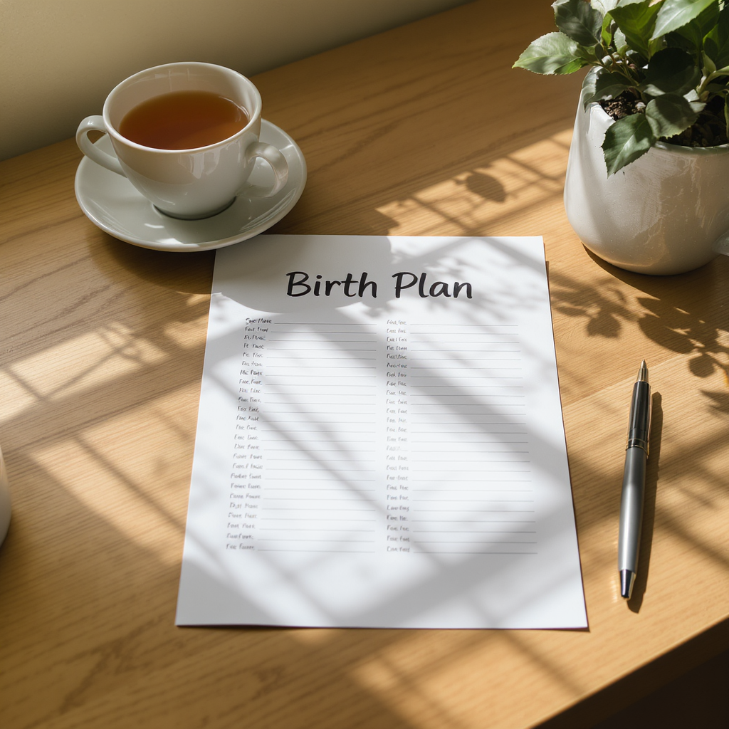 Template de projet de naissance sur un bureau