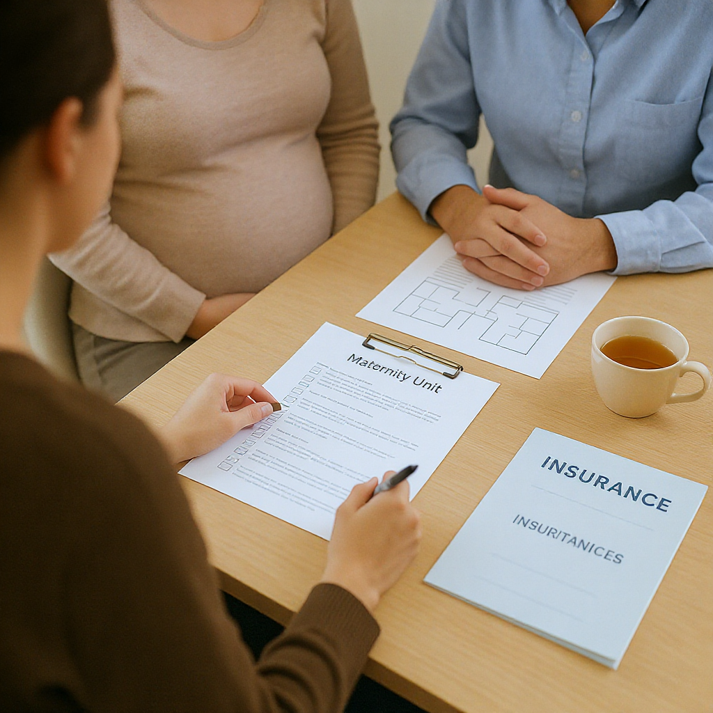 Rencontre administrative avec une sage-femme et documents